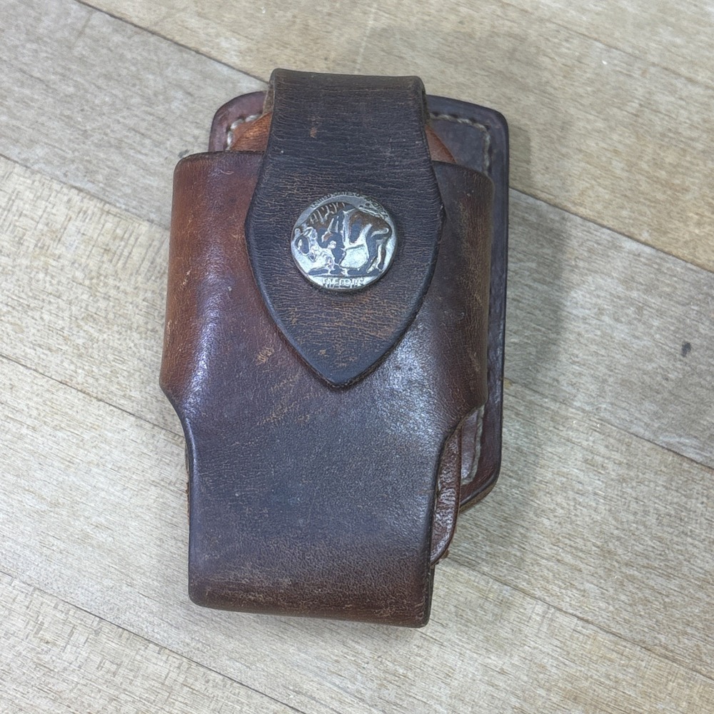 Vintage EZ-LAP Diamond Stone Leather Sheath Case Ram Medallion Western
